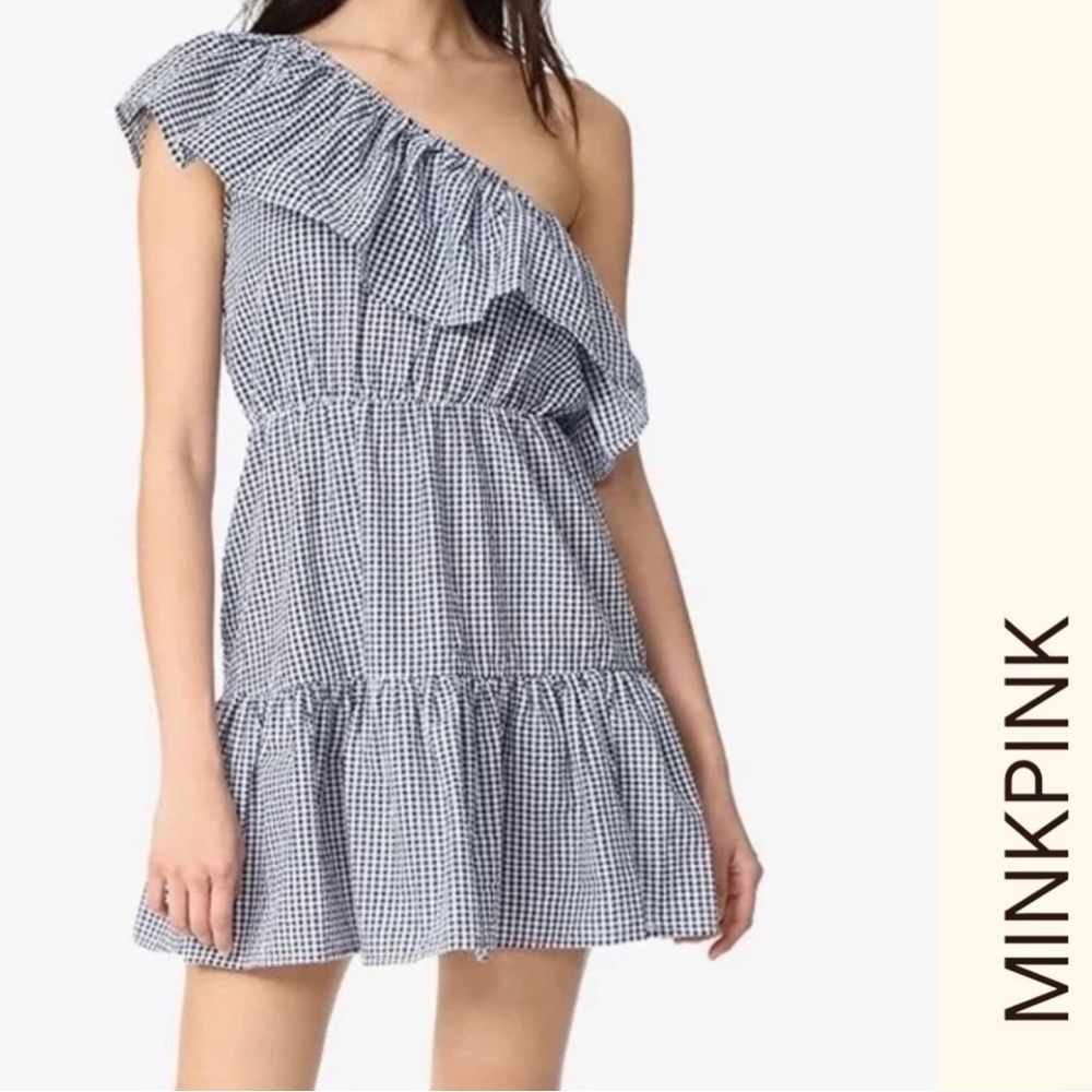 MINKPINK One Shoulder Ruffle Wanderer Mini‎ Dress